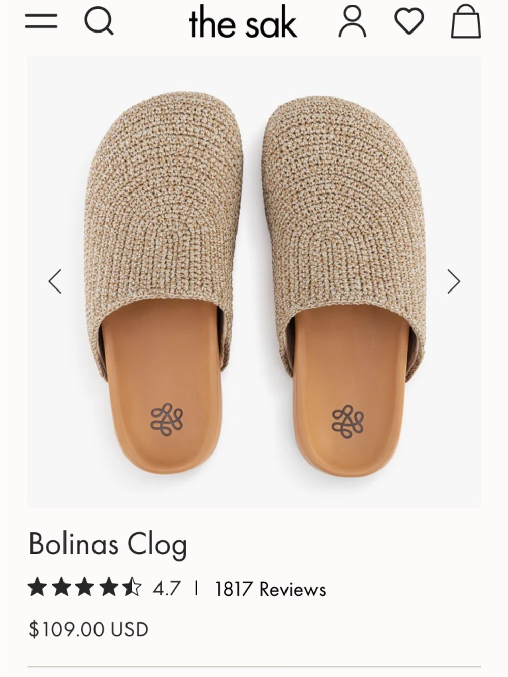 the sak Bolinas Clog in Bamboo Static